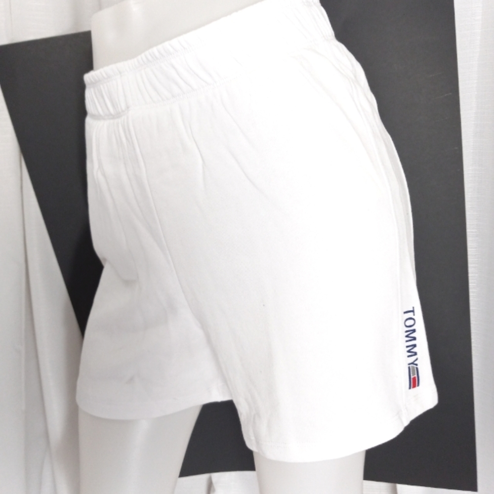 TOMMY HILFIGER White Knit with Side Logo Short Elastic Waist/Pockets NWT Sz M